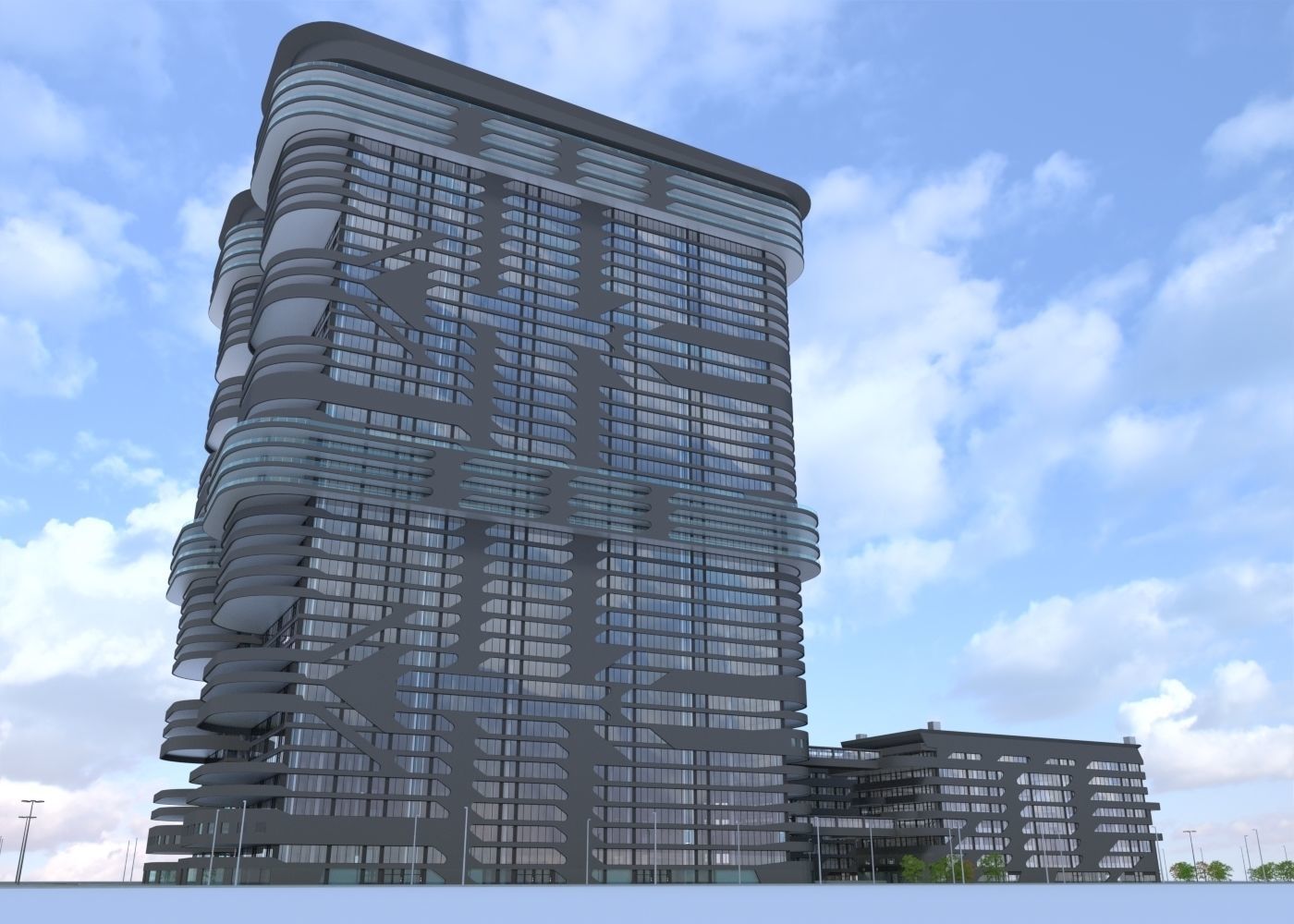 Skyscraper 7 sims city at night 3D model_3