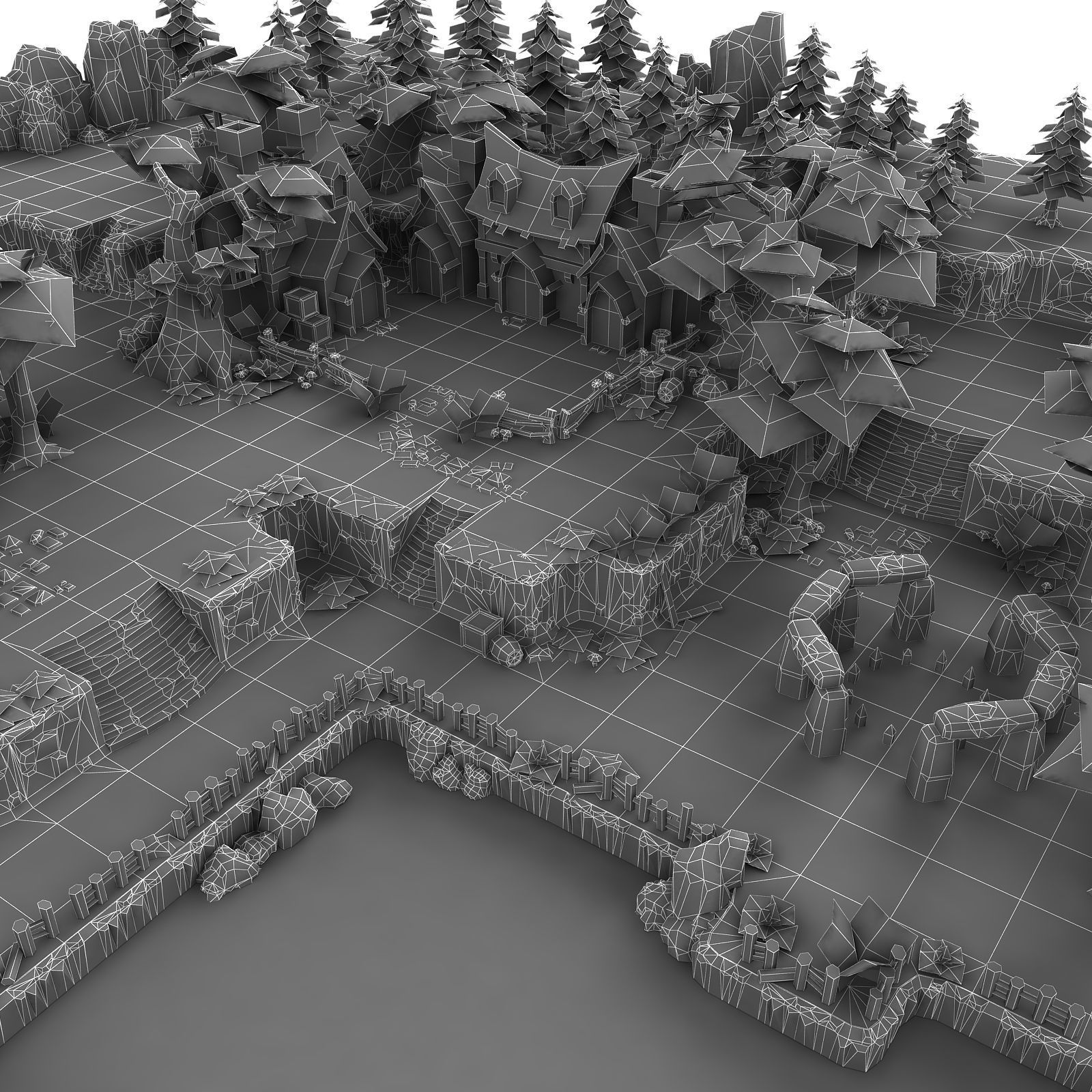 Fantasy Level Set - Low Poly Hand Painted Low-poly 3D model_2