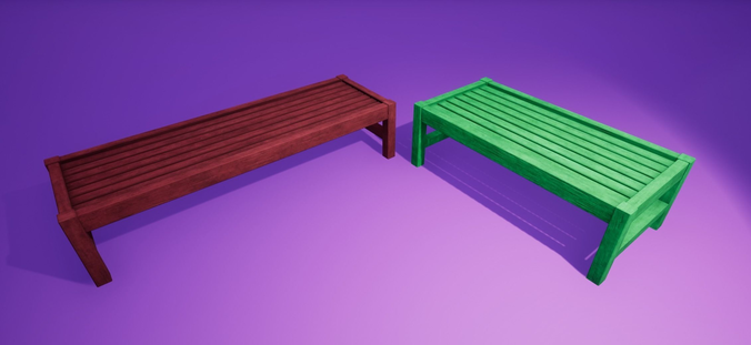 Wood Garden Tables Free low-poly 3D model