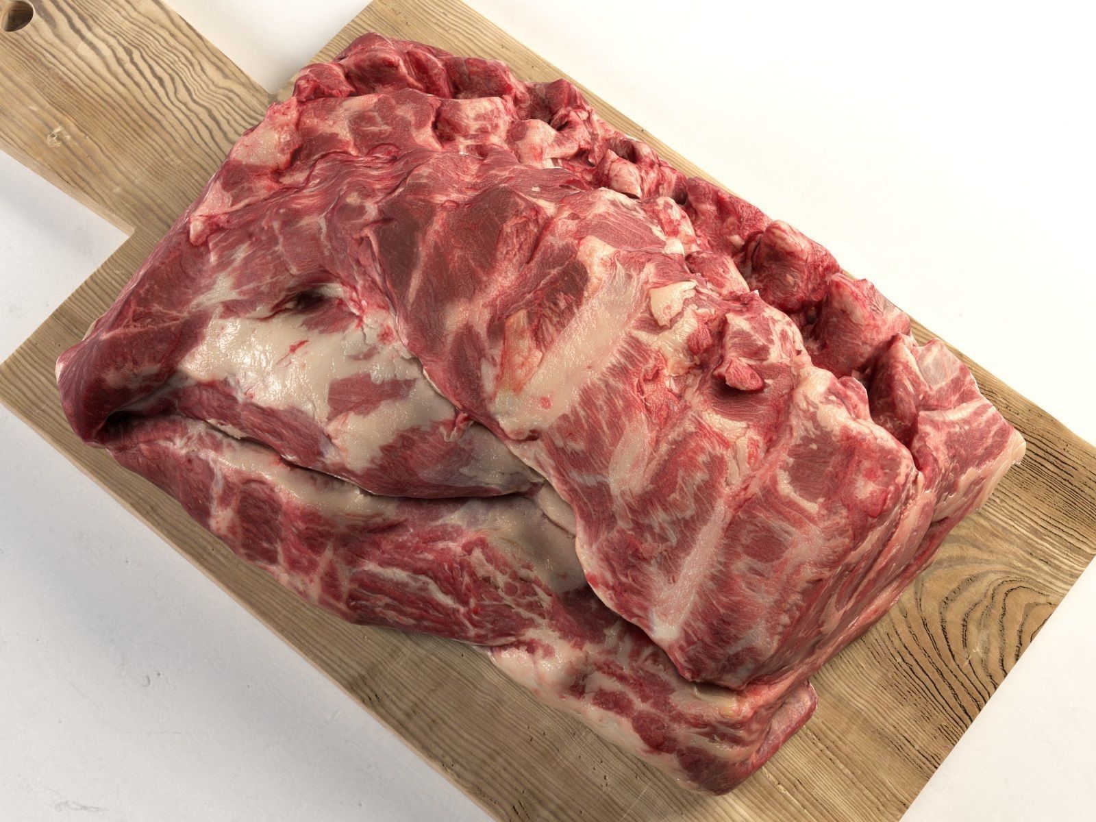 Meat 1 piece of on cutting board 3D model_2
