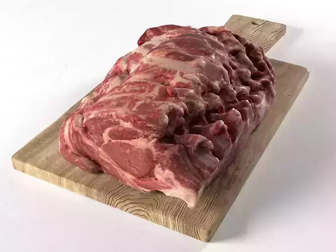 Meat 1 piece of on cutting board 3D model