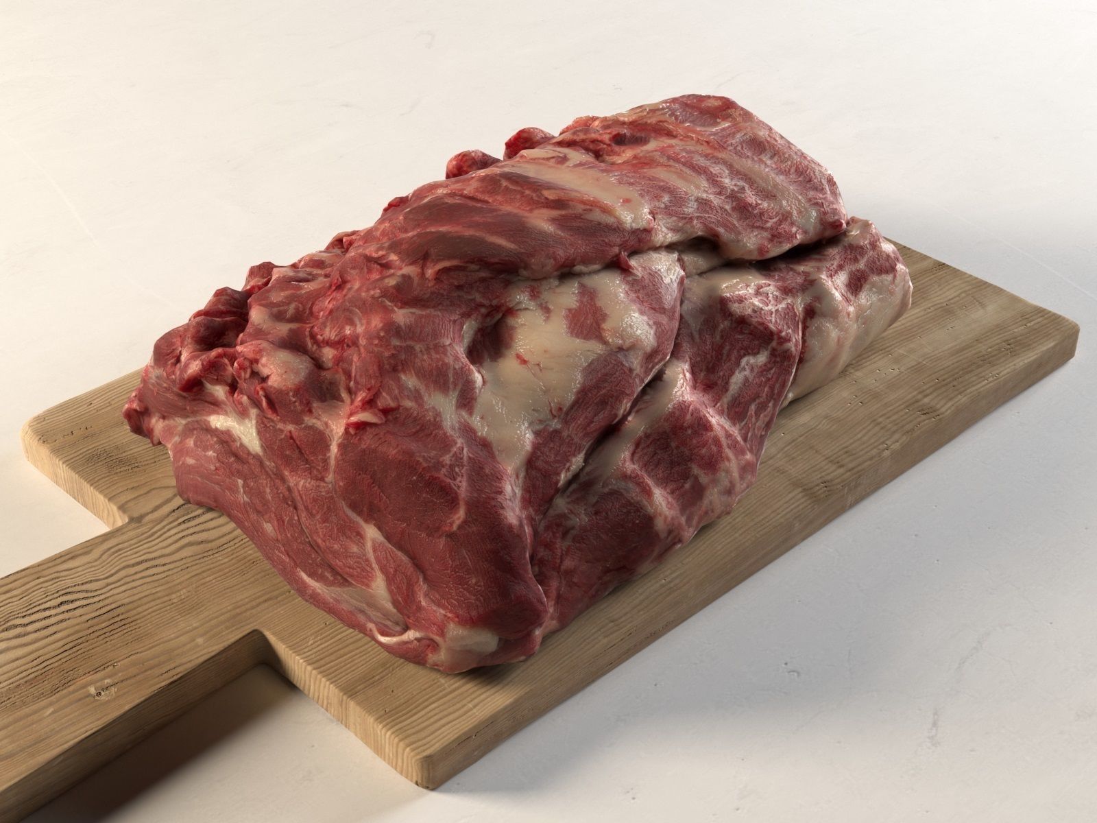 Meat 1 piece of on cutting board 3D model_1