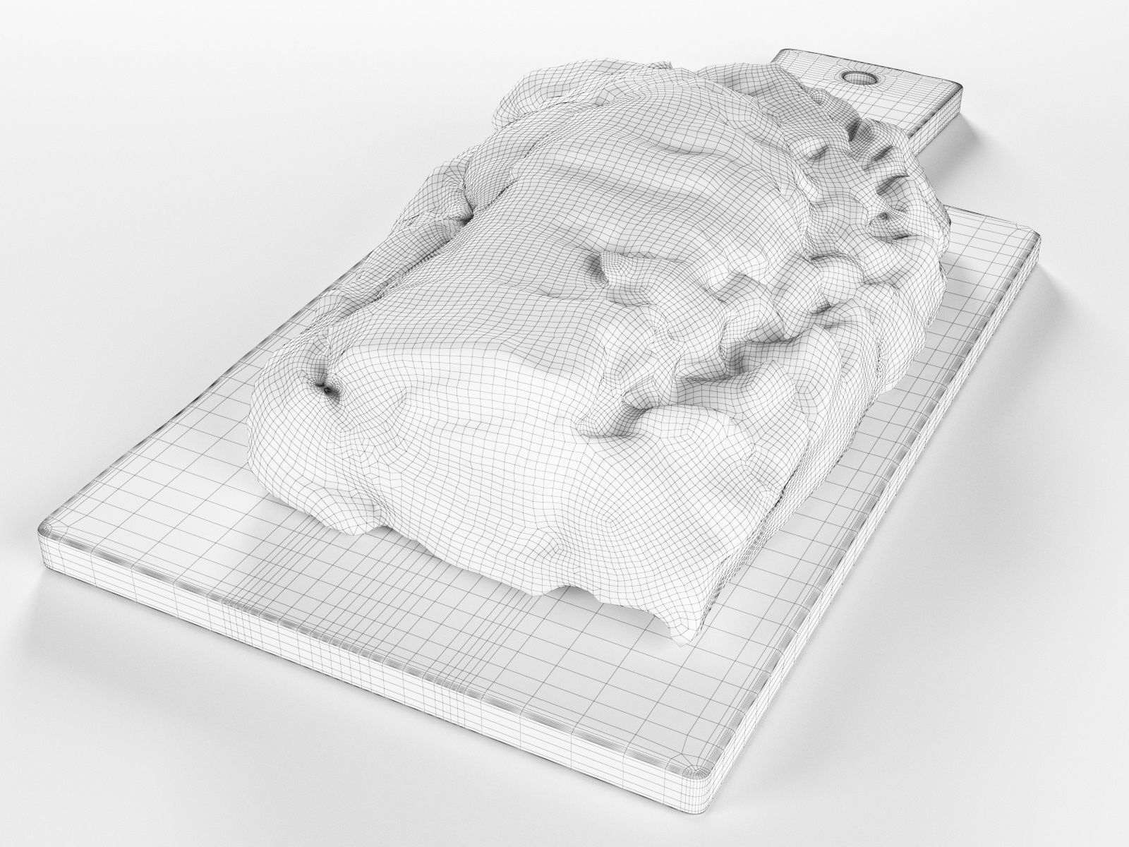 Meat 1 piece of on cutting board 3D model_4