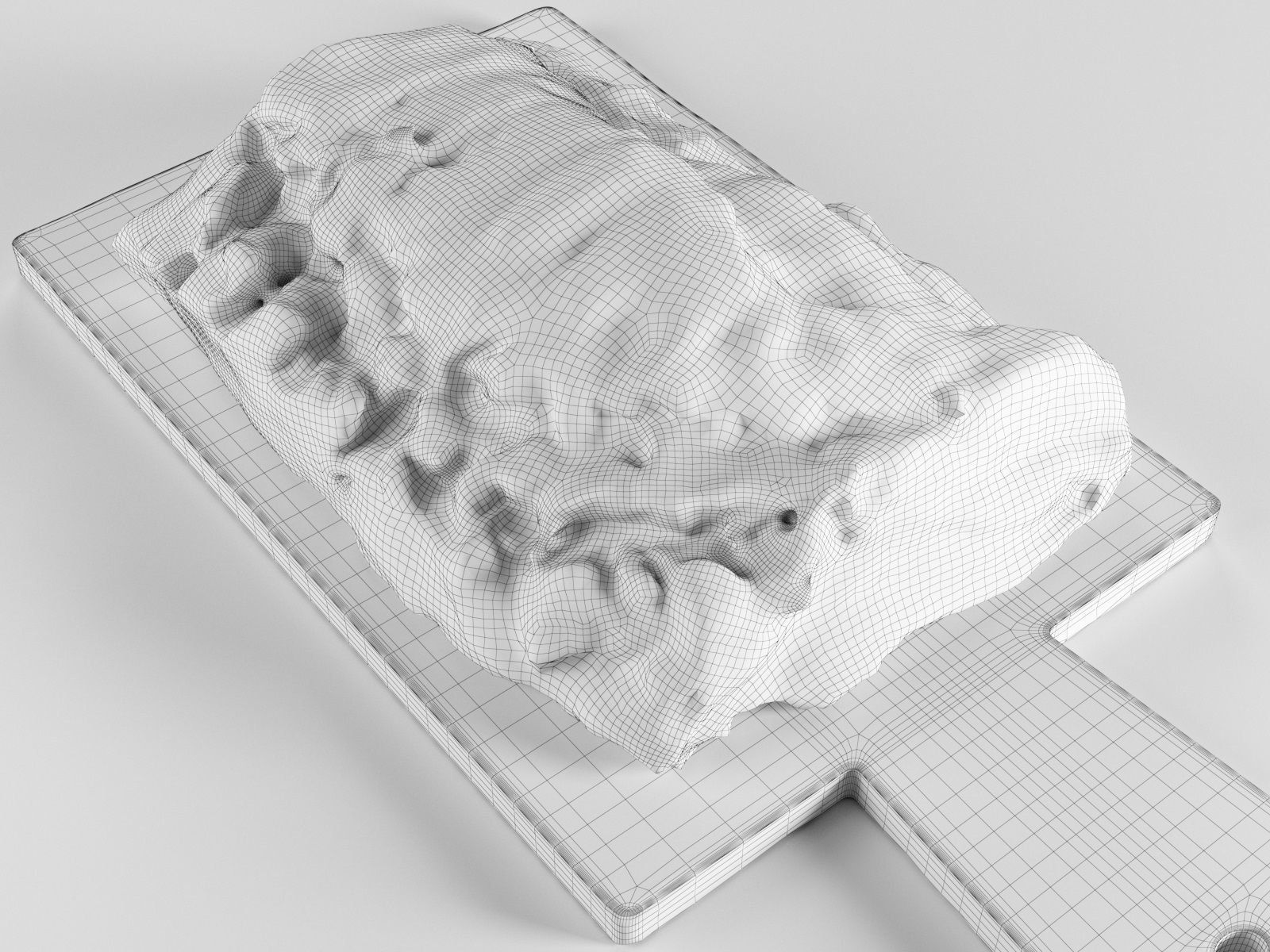 Meat 1 piece of on cutting board 3D model_3