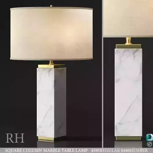 RH SQUARE COLUMN MARBLE TABLE LAMP