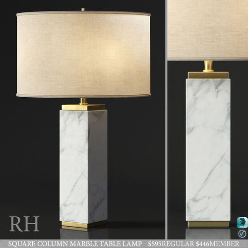 RH SQUARE COLUMN MARBLE TABLE LAMP 3D model