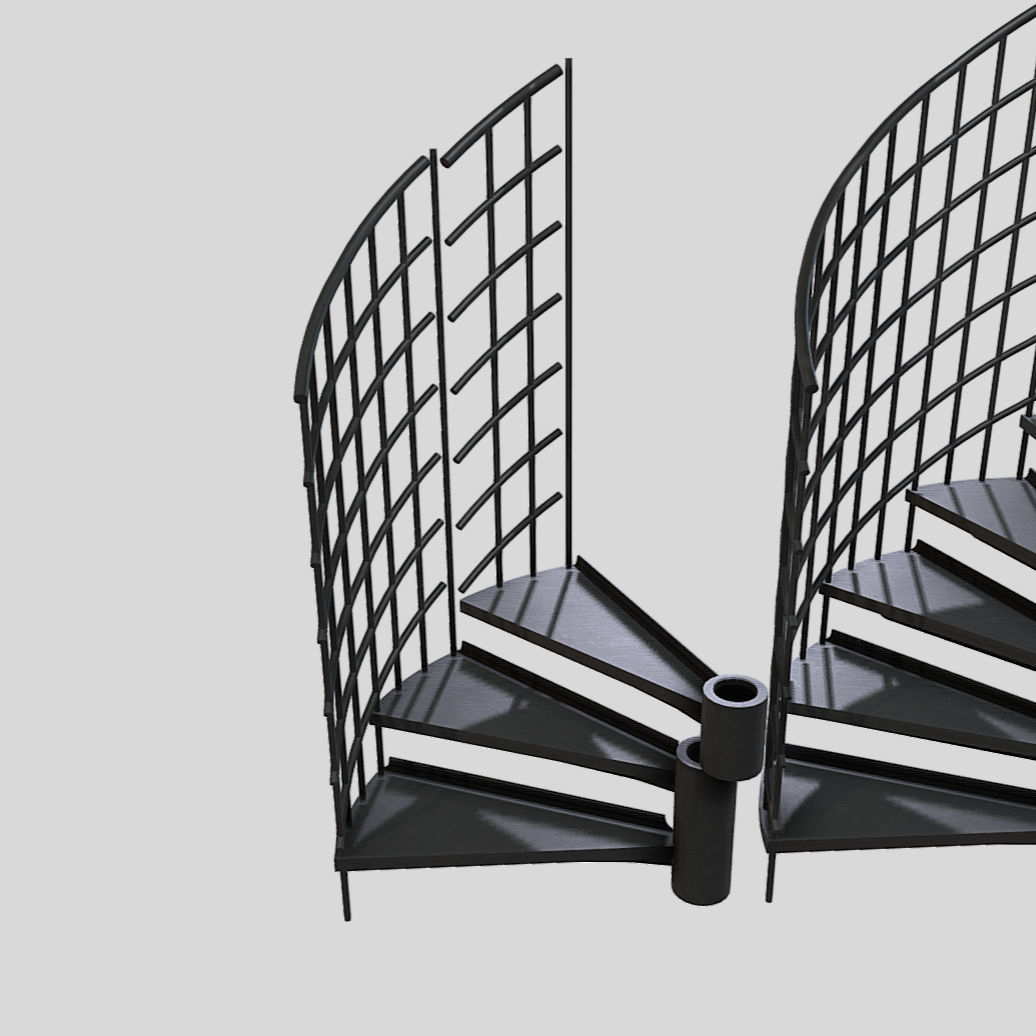 Modular Spiral Staircase Low-poly 3D model_1