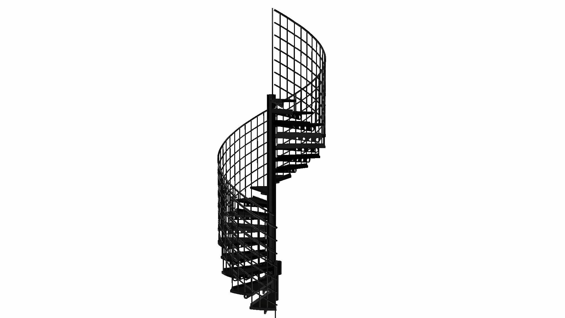 Modular Spiral Staircase Low-poly 3D model_21