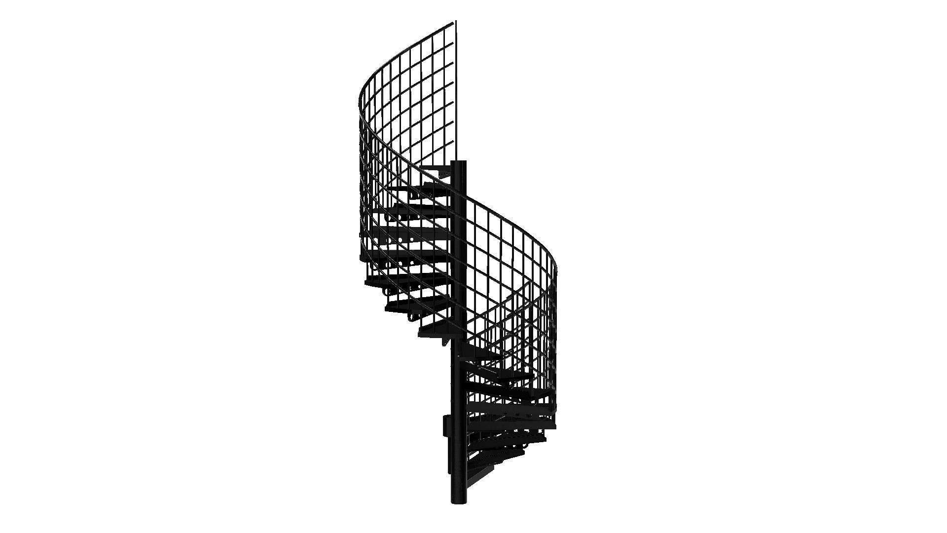 Modular Spiral Staircase Low-poly 3D model_11