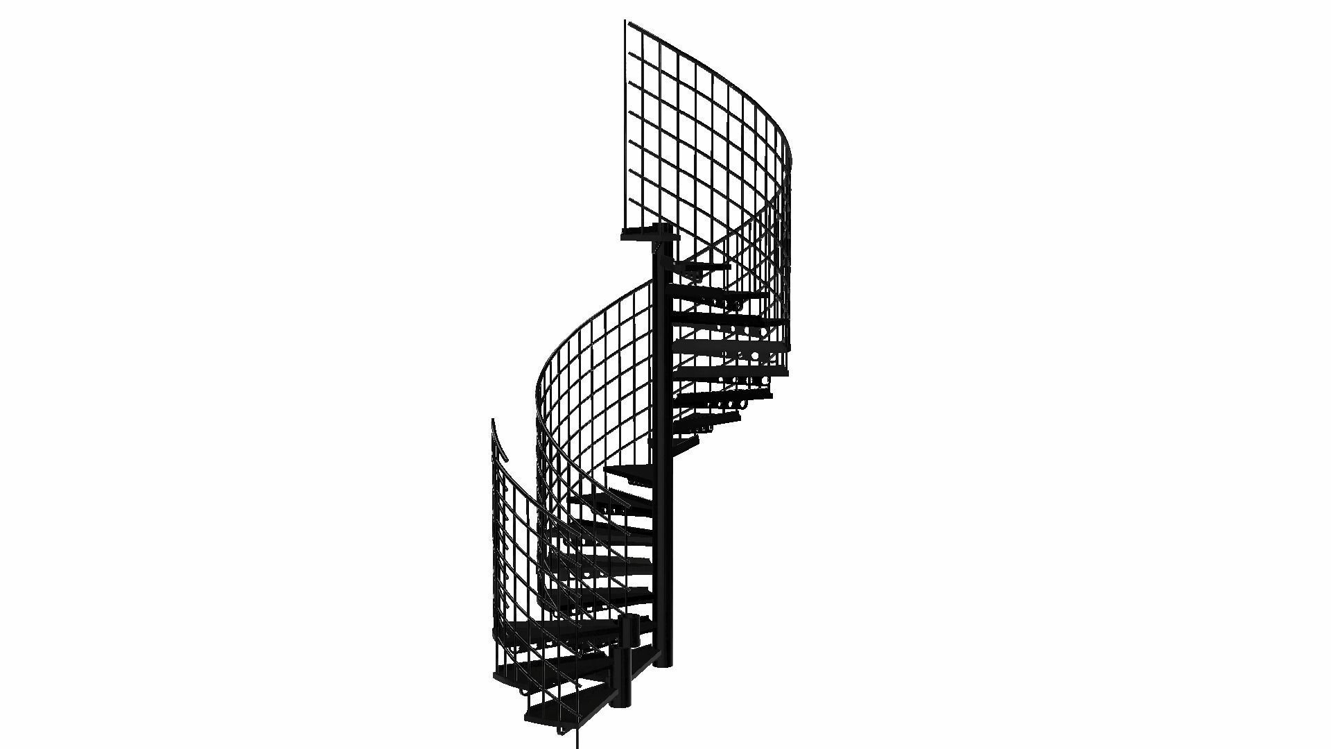 Modular Spiral Staircase Low-poly 3D model_20