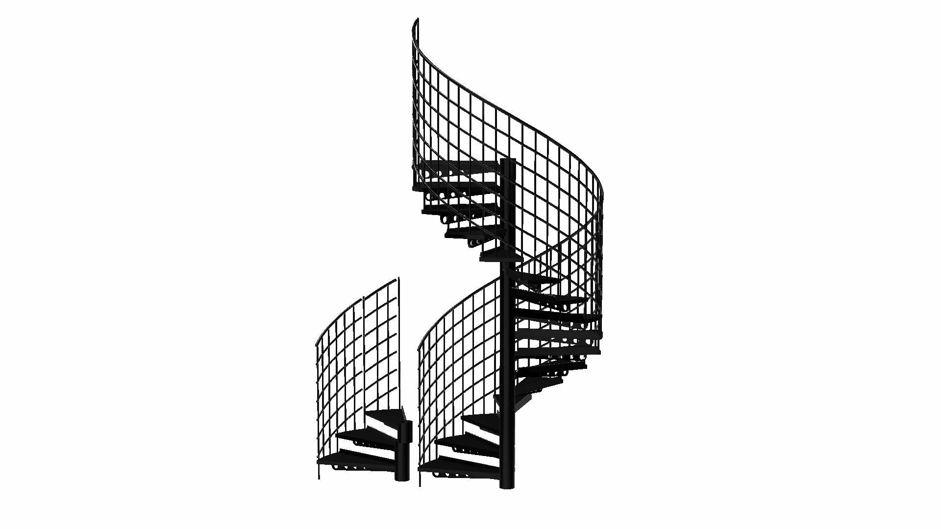 Modular Spiral Staircase Low-poly 3D model_15