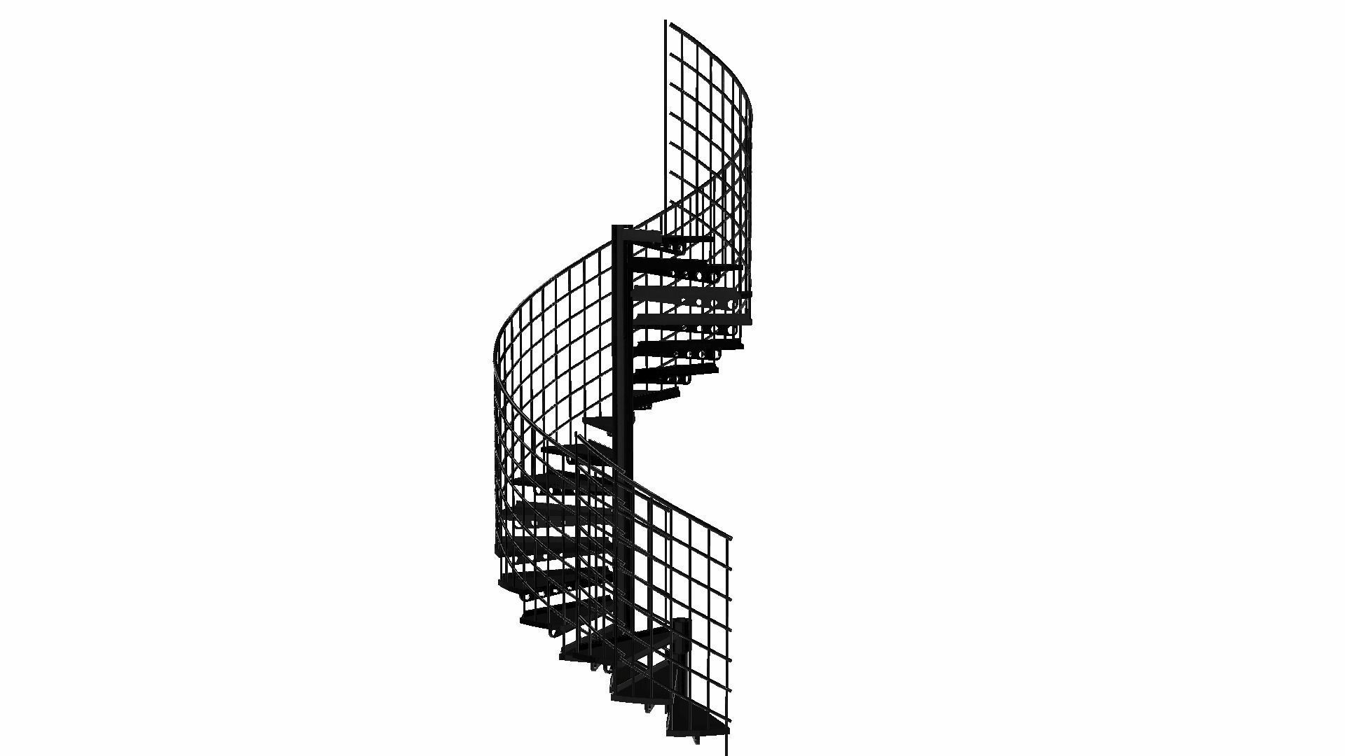 Modular Spiral Staircase Low-poly 3D model_22
