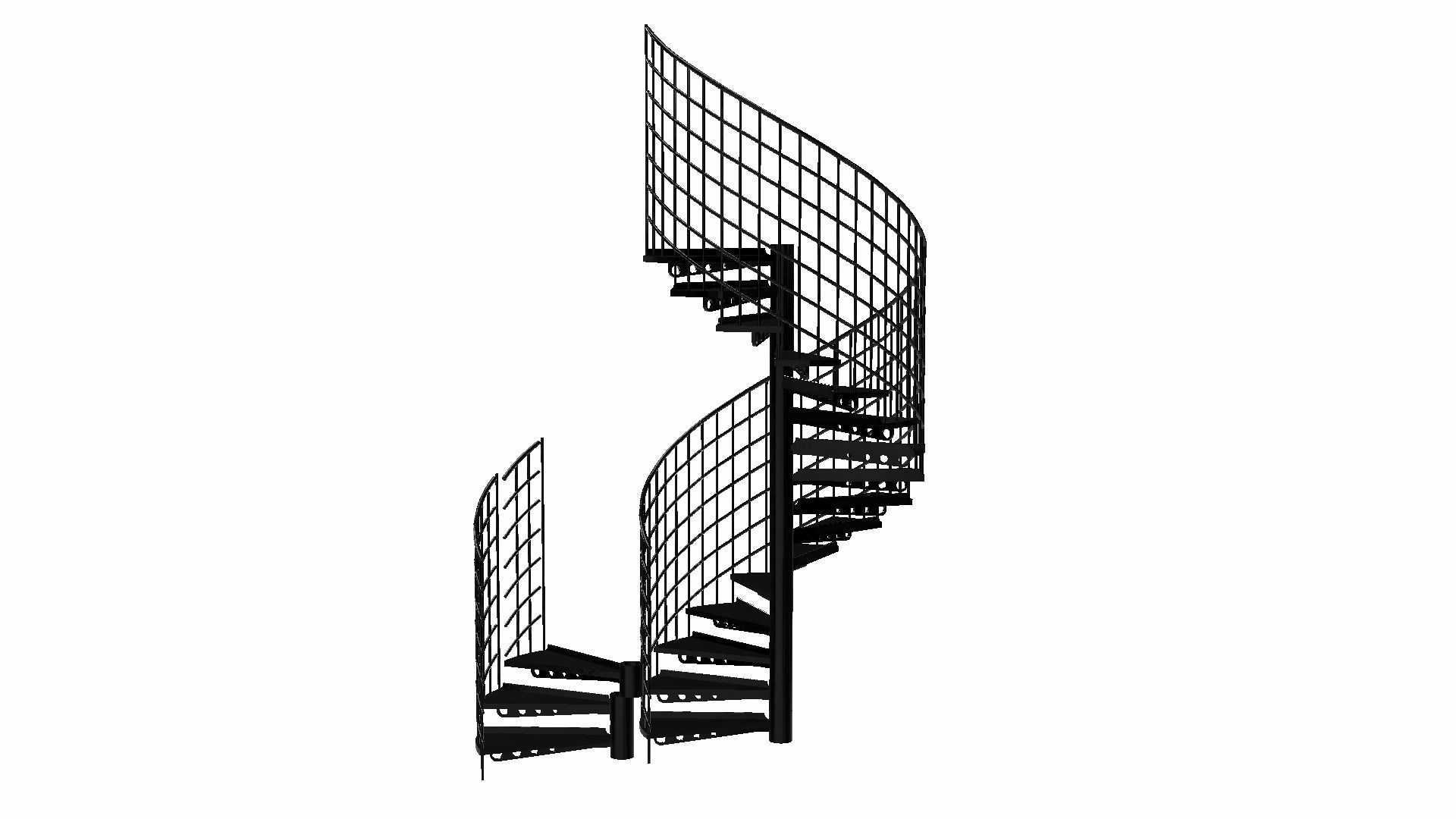 Modular Spiral Staircase Low-poly 3D model_17