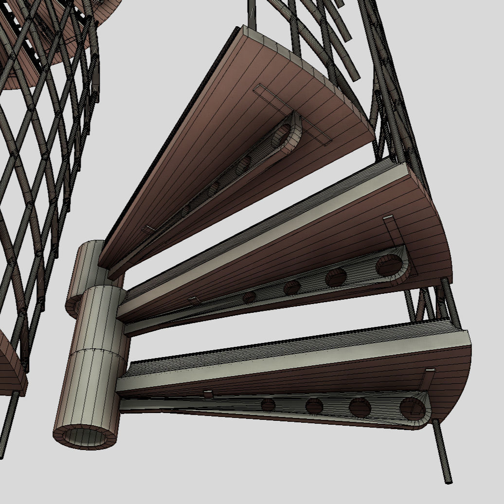 Modular Spiral Staircase Low-poly 3D model_5