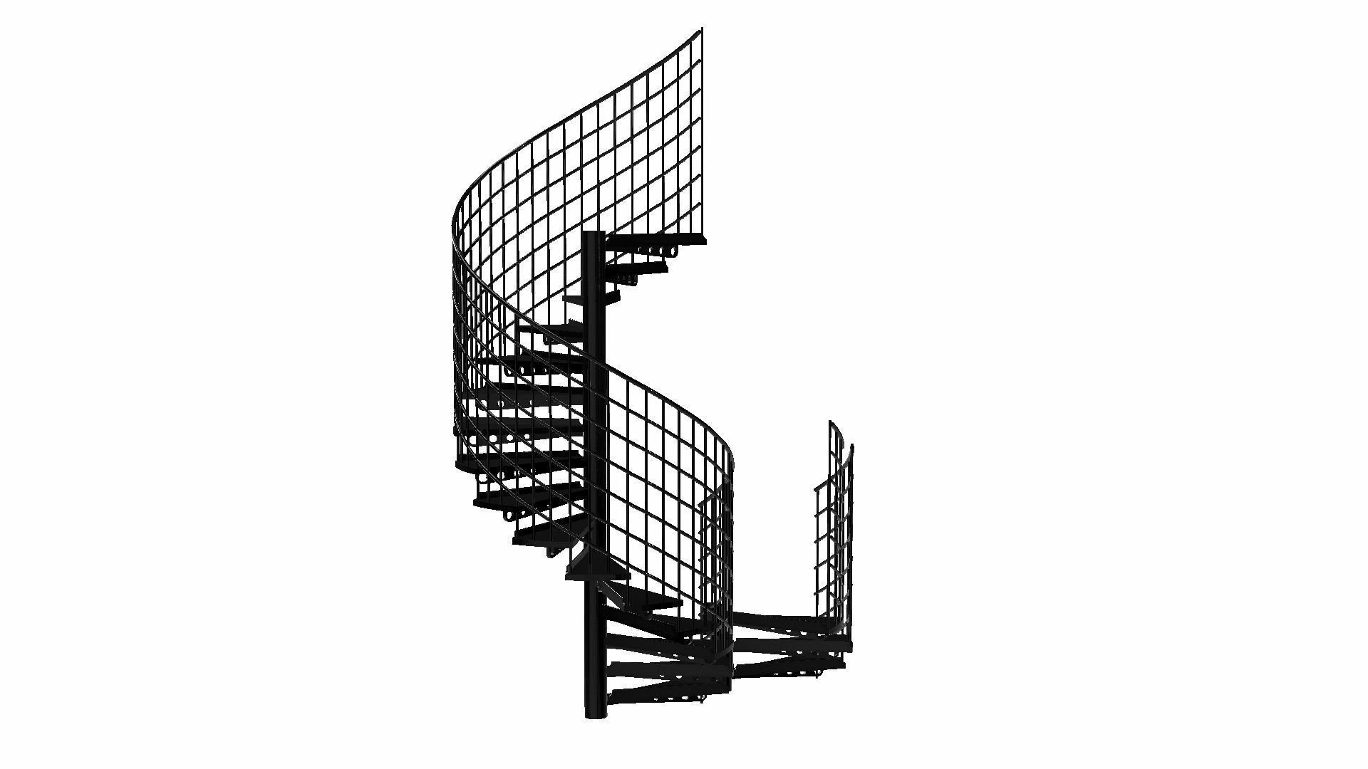Modular Spiral Staircase Low-poly 3D model_8