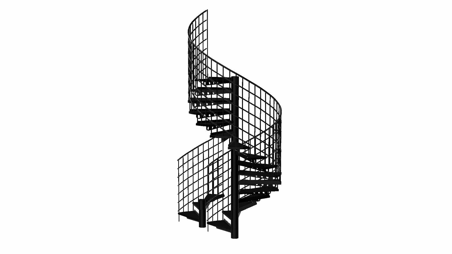Modular Spiral Staircase Low-poly 3D model_13