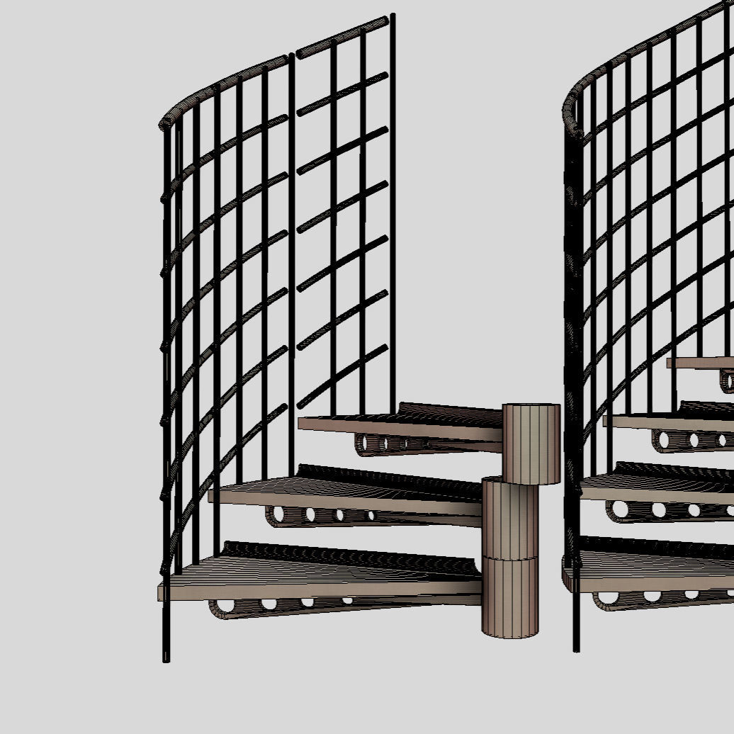 Modular Spiral Staircase Low-poly 3D model_4