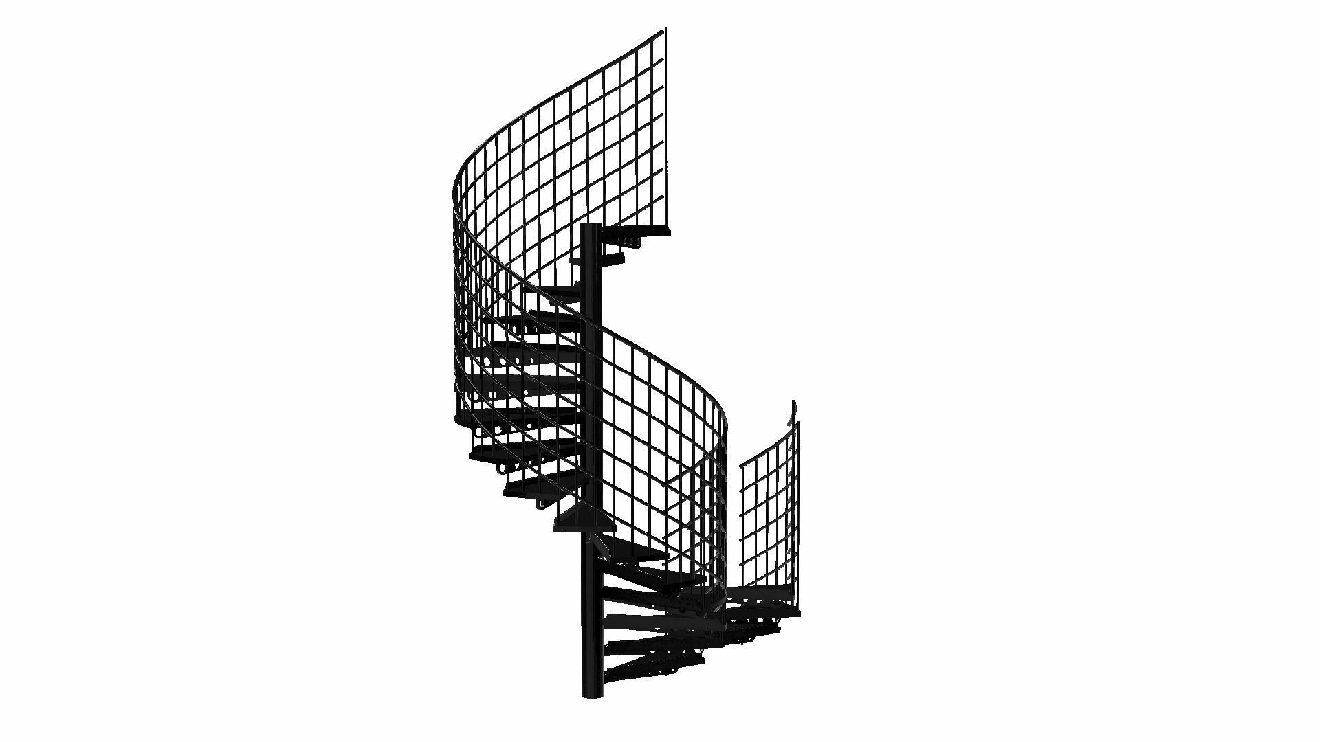 Modular Spiral Staircase Low-poly 3D model_9