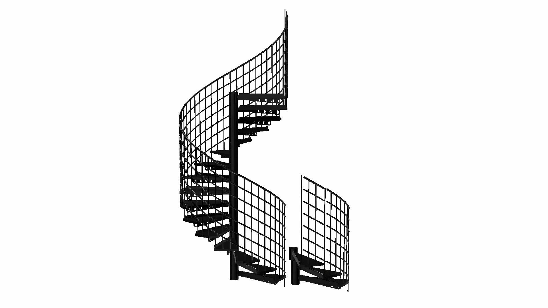 Modular Spiral Staircase Low-poly 3D model_25