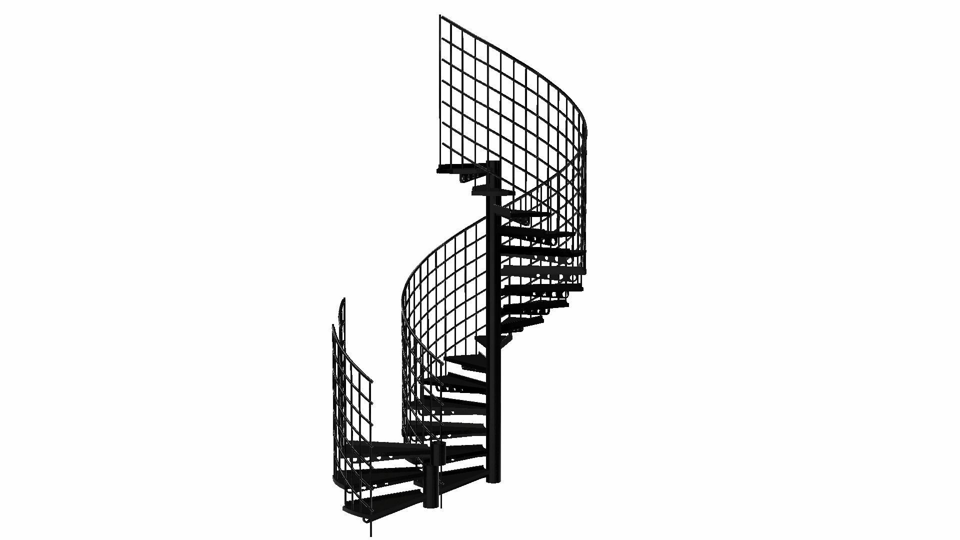 Modular Spiral Staircase Low-poly 3D model_19