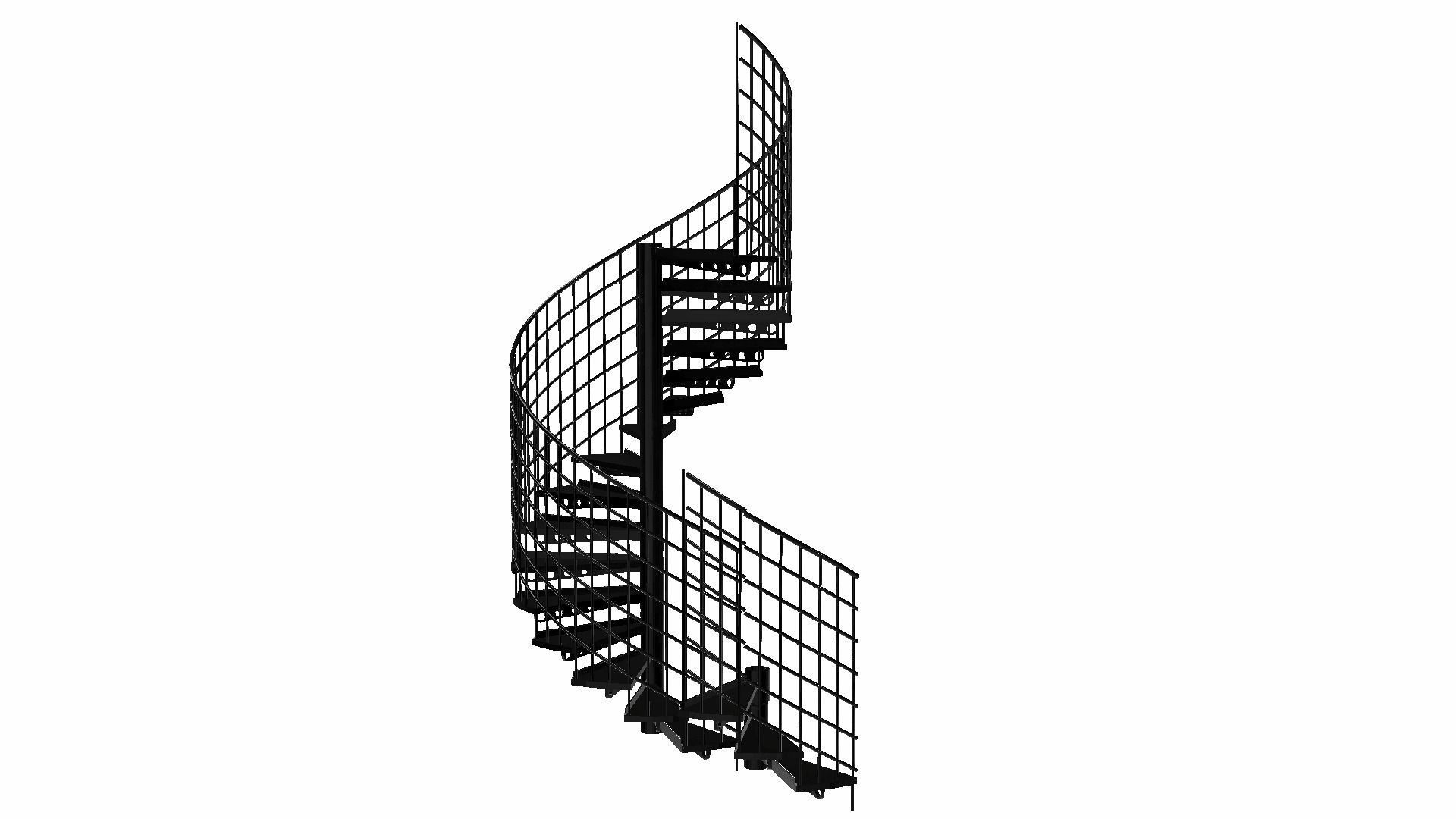 Modular Spiral Staircase Low-poly 3D model_23