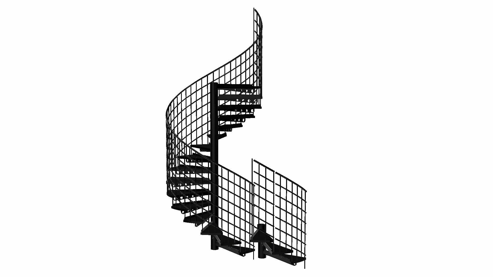 Modular Spiral Staircase Low-poly 3D model_24
