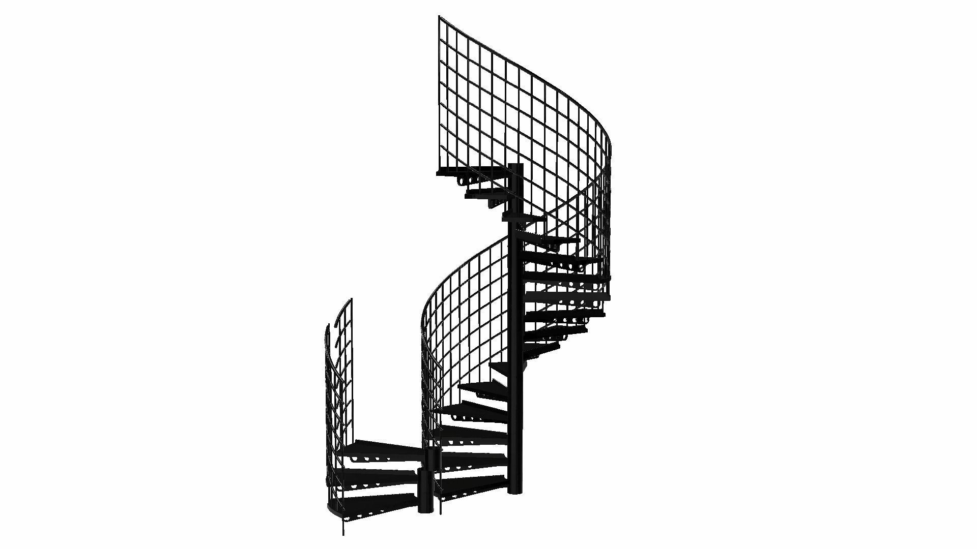 Modular Spiral Staircase Low-poly 3D model_18