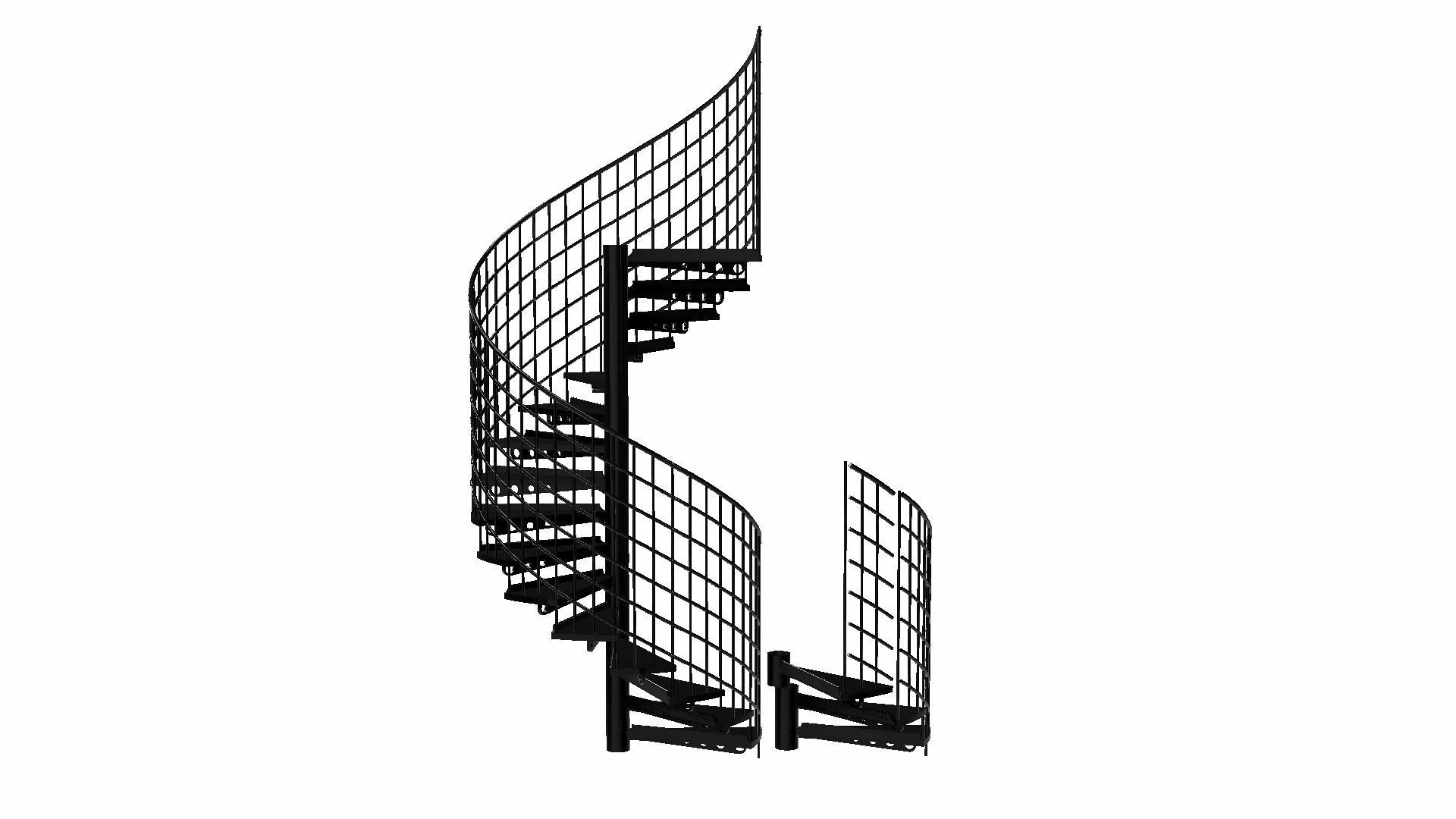 Modular Spiral Staircase Low-poly 3D model_6