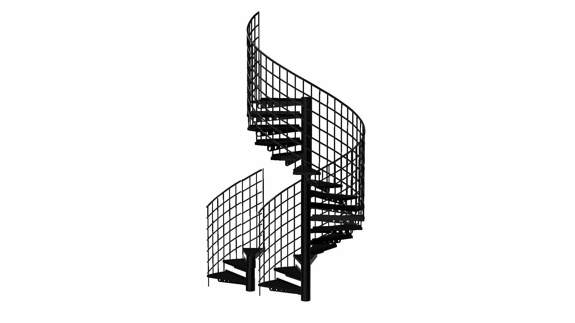 Modular Spiral Staircase Low-poly 3D model_14