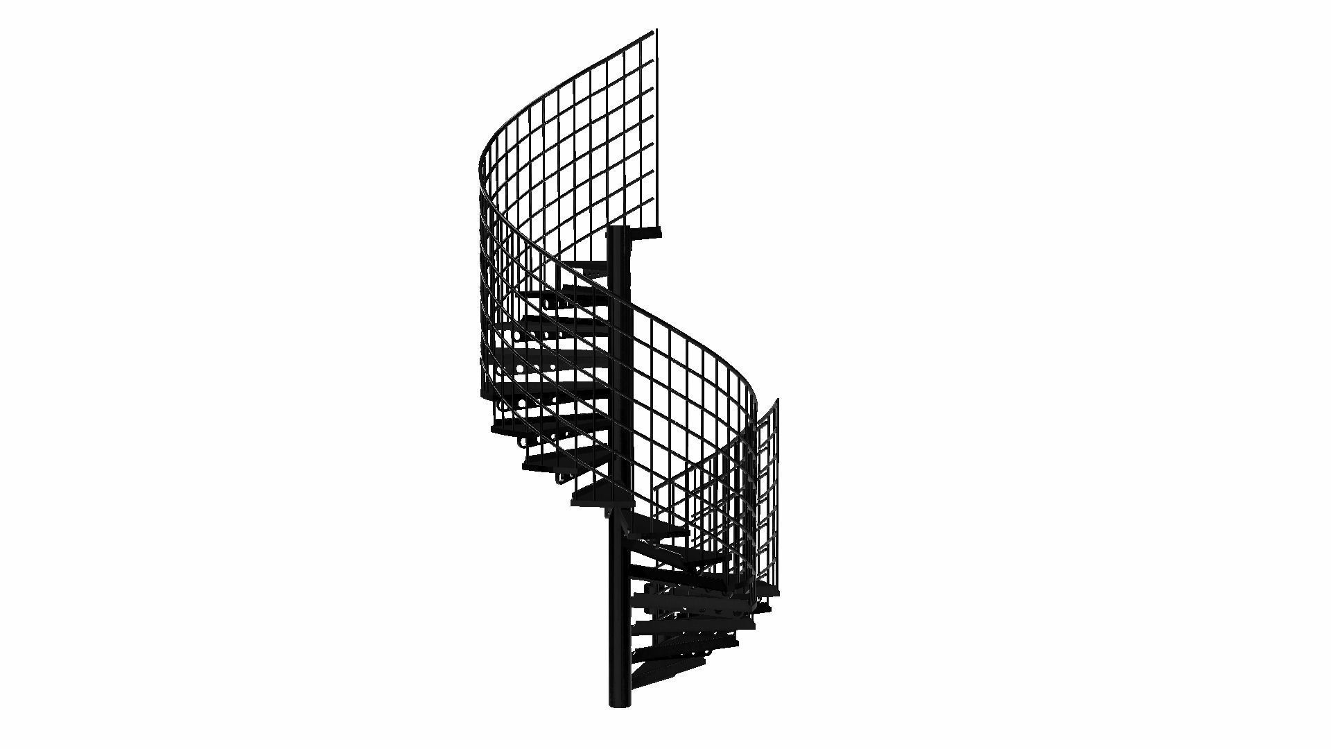 Modular Spiral Staircase Low-poly 3D model_10