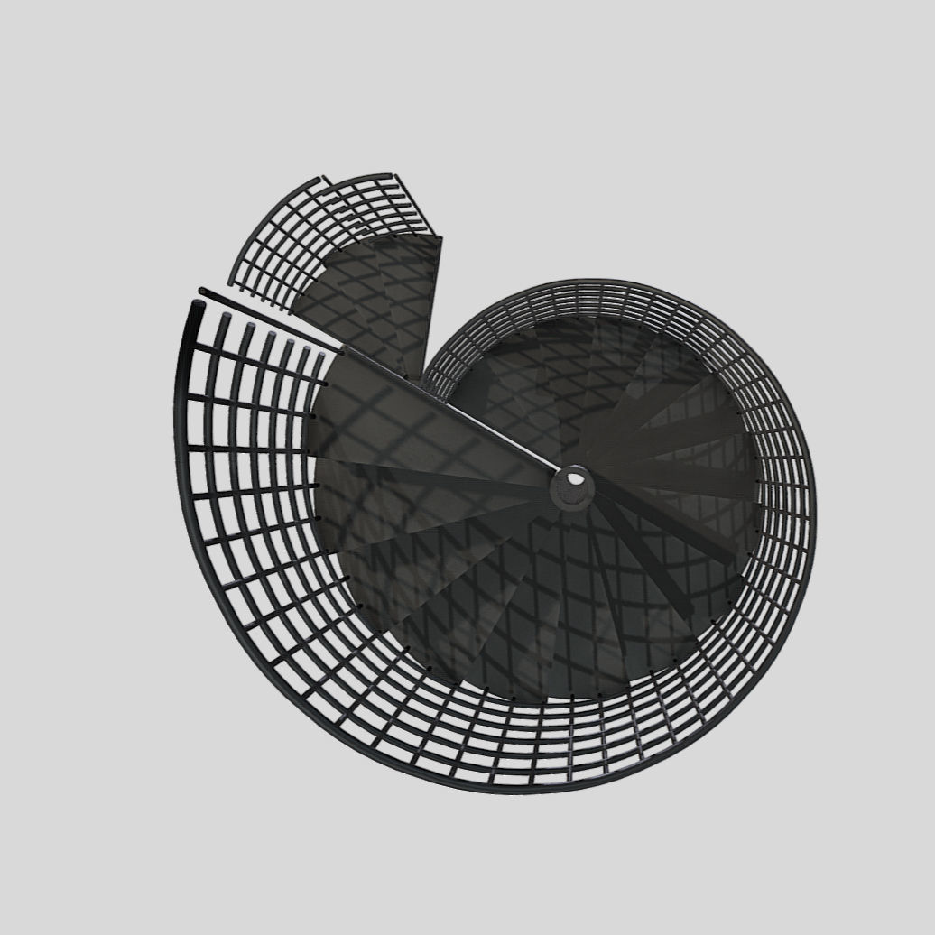 Modular Spiral Staircase Low-poly 3D model_2