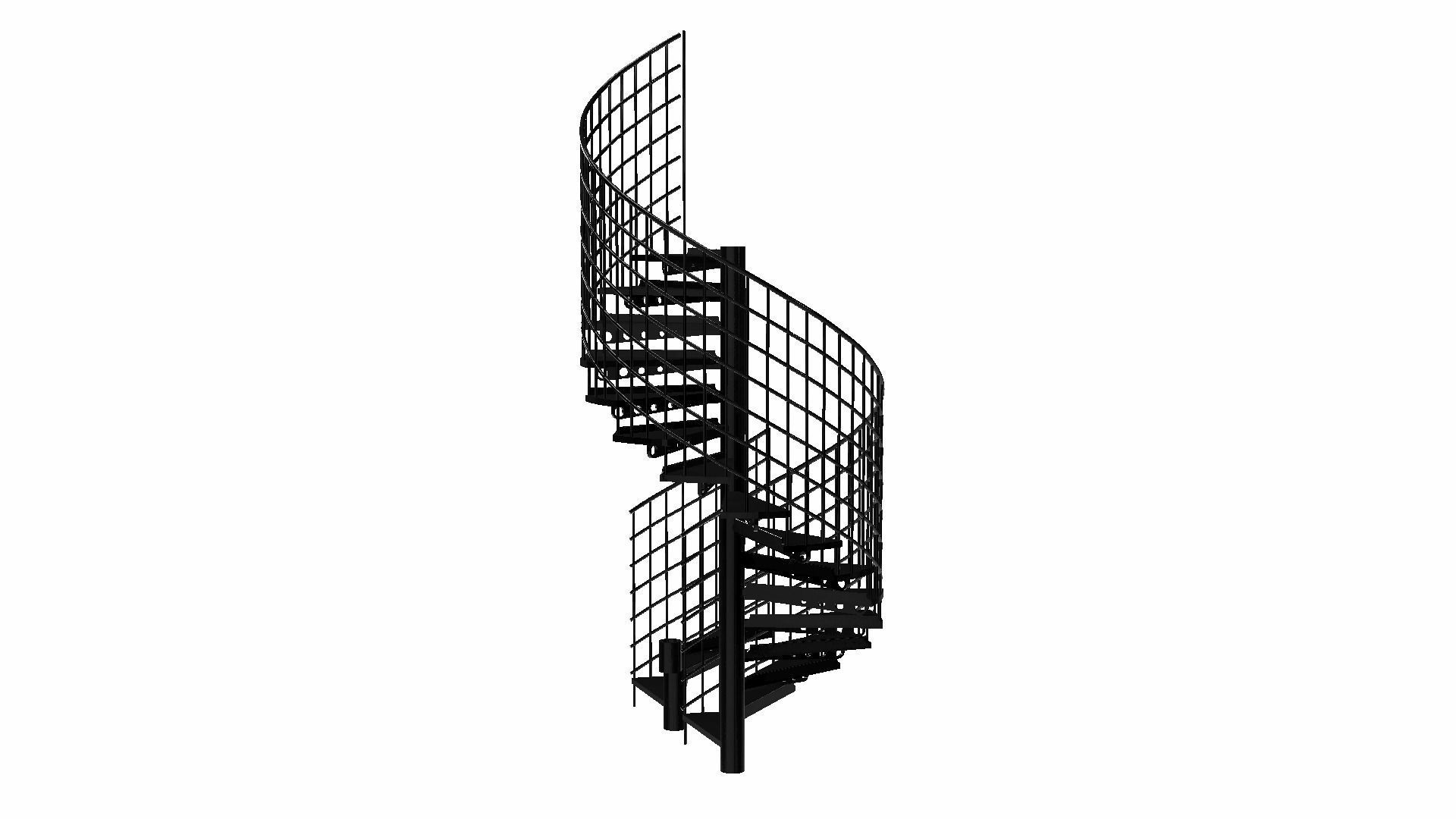 Modular Spiral Staircase Low-poly 3D model_12