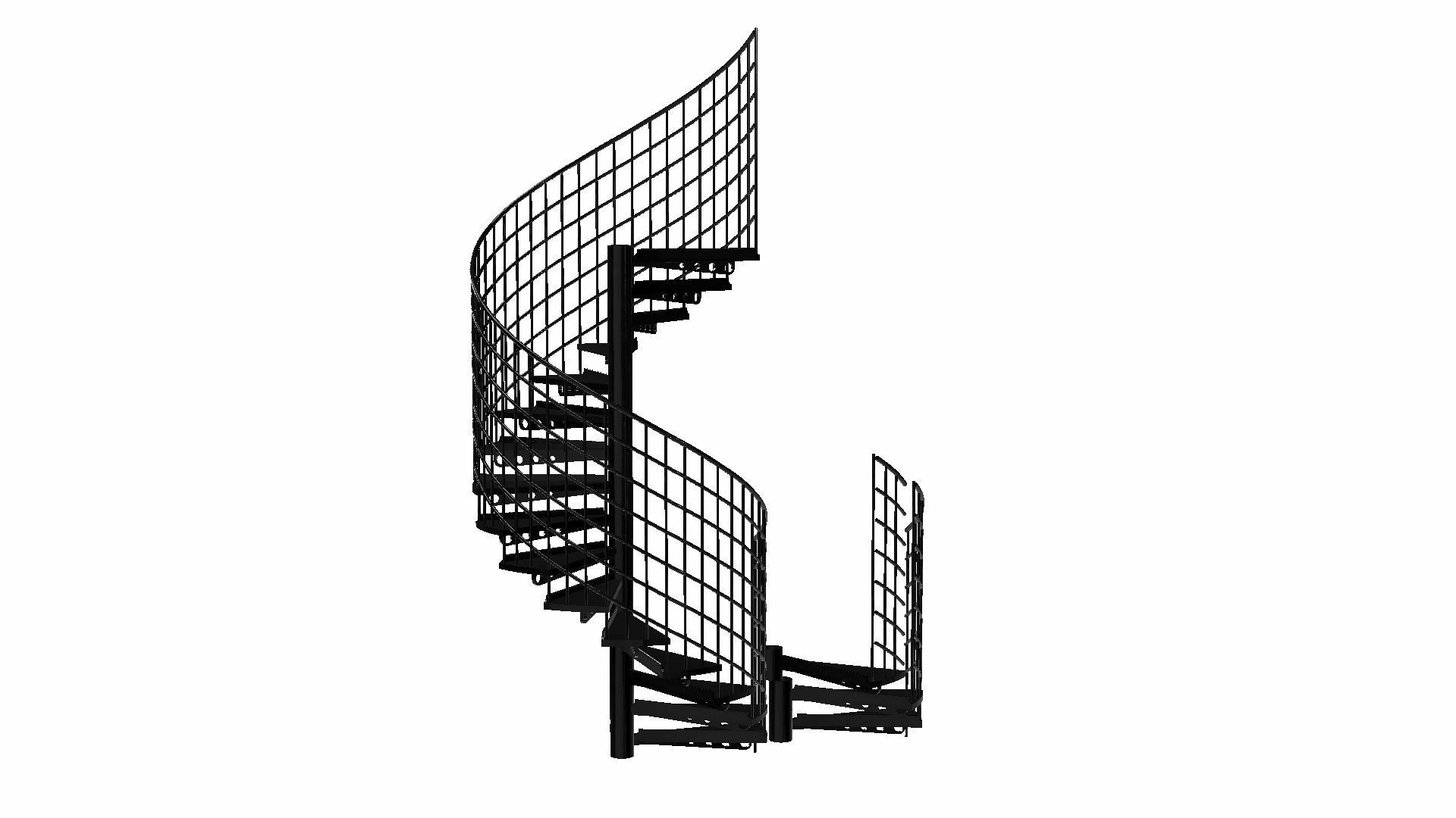 Modular Spiral Staircase Low-poly 3D model_7