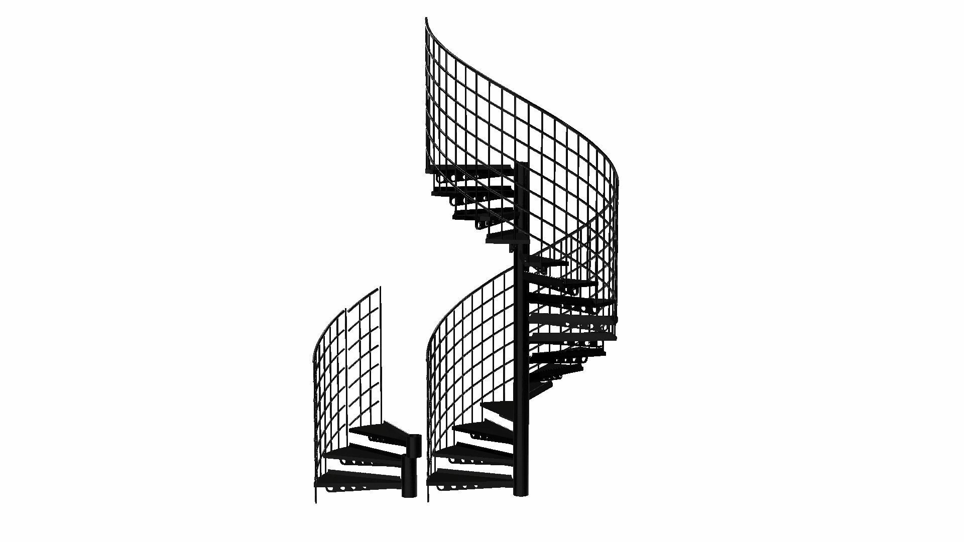 Modular Spiral Staircase Low-poly 3D model_16