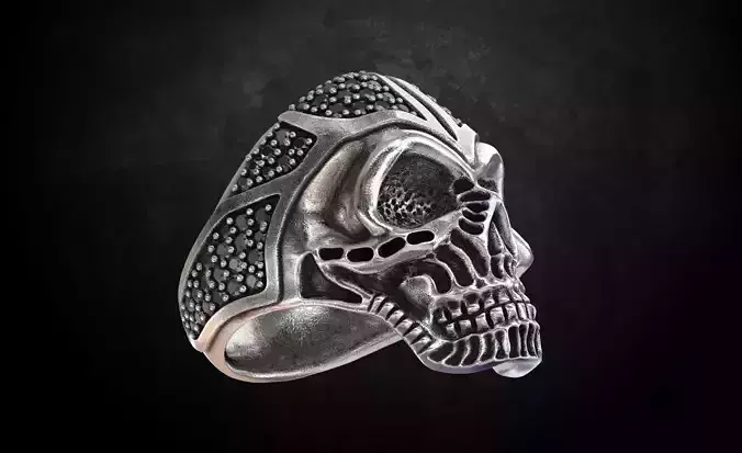 Ring Skull with Stones Stylish 227
