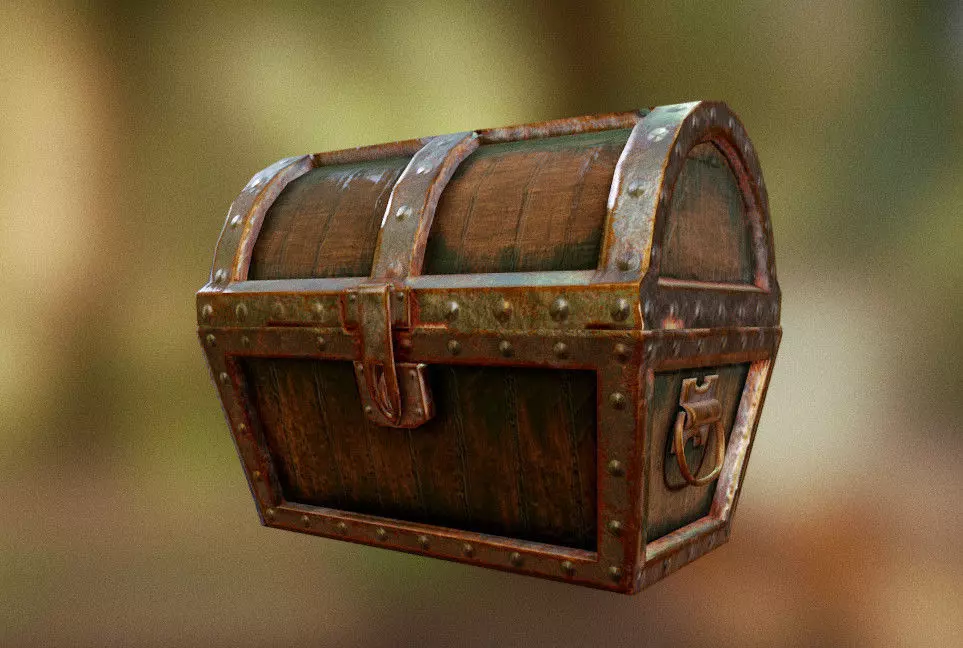 Treasure Chest Low-poly 3D model_0