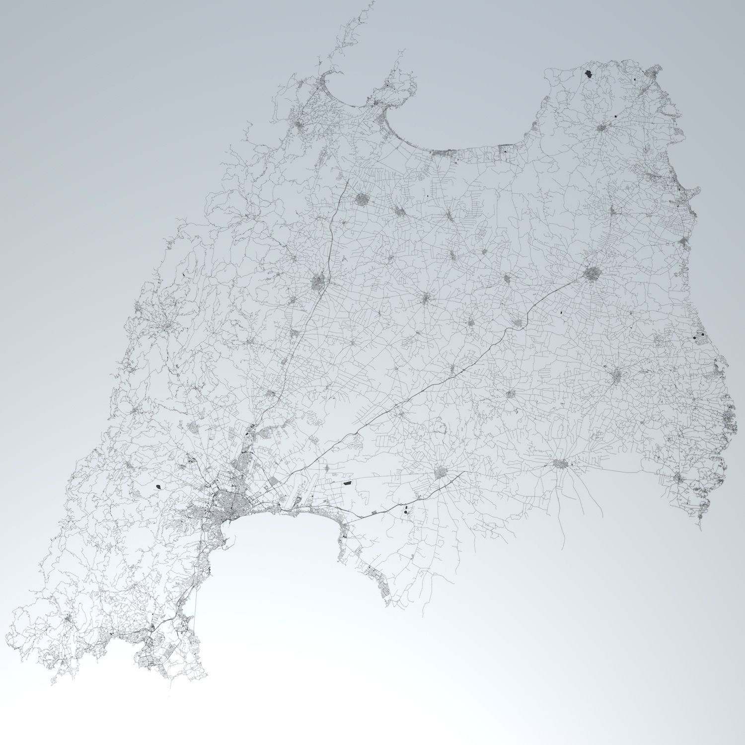 Palma De Mallorca Road Network and Streets 3D model_6