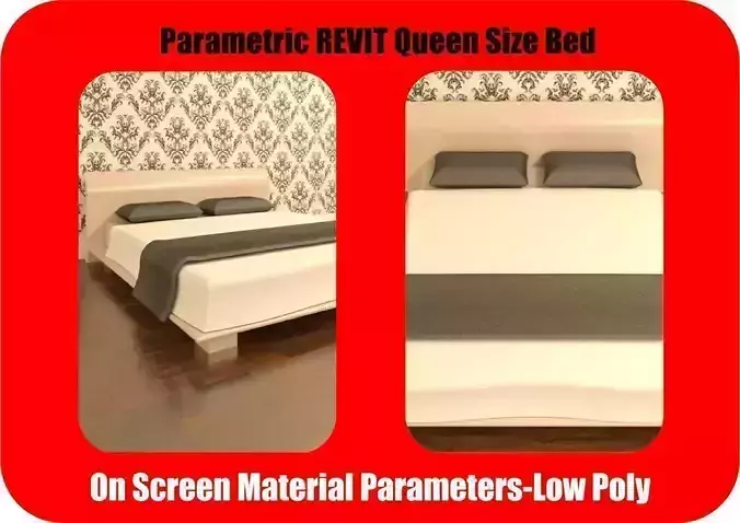 Queen Size REVIT Bed with parametric material options