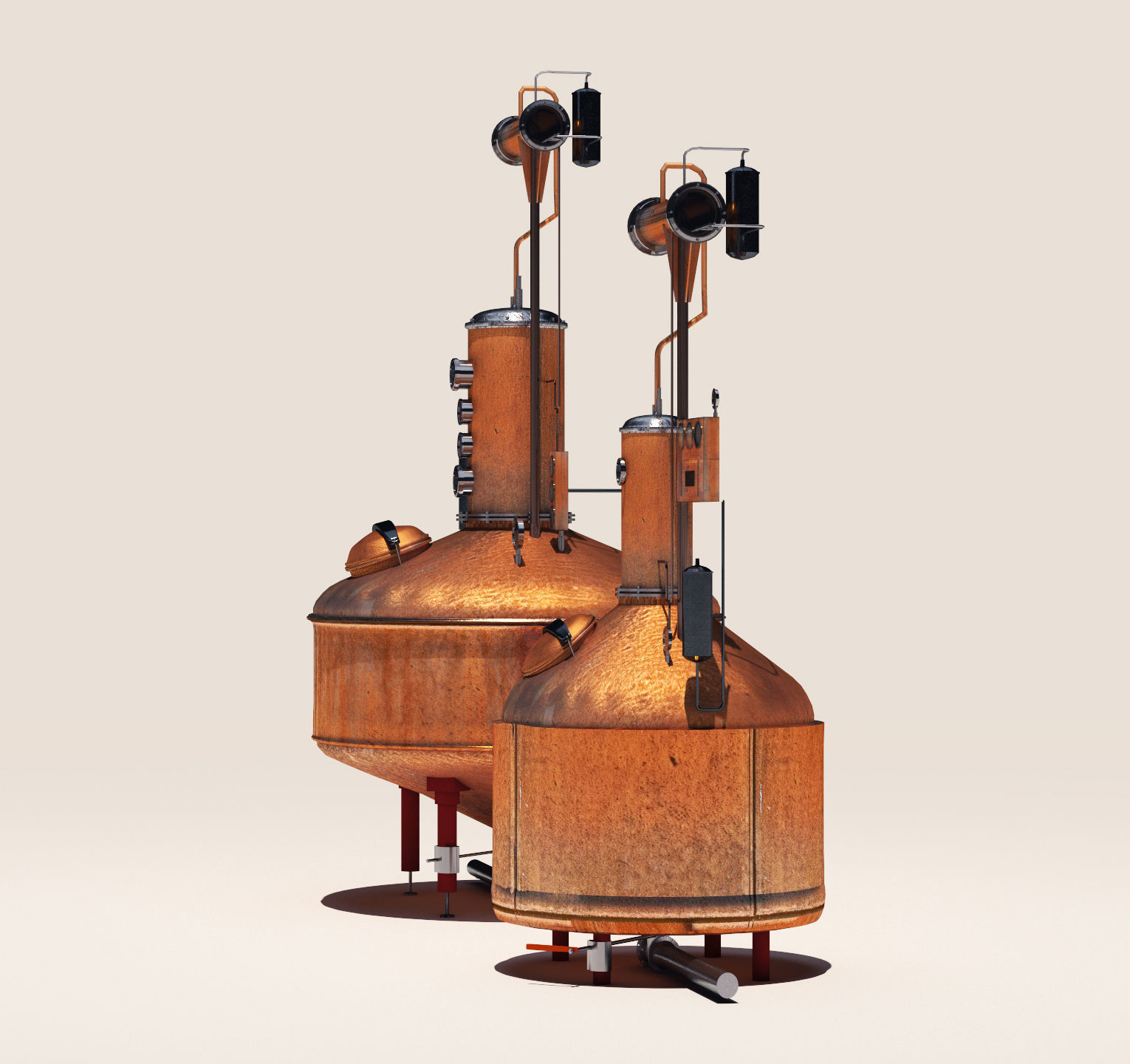Pot Kettle Stills - Whiskey Distillery  Low-poly 3D model_1