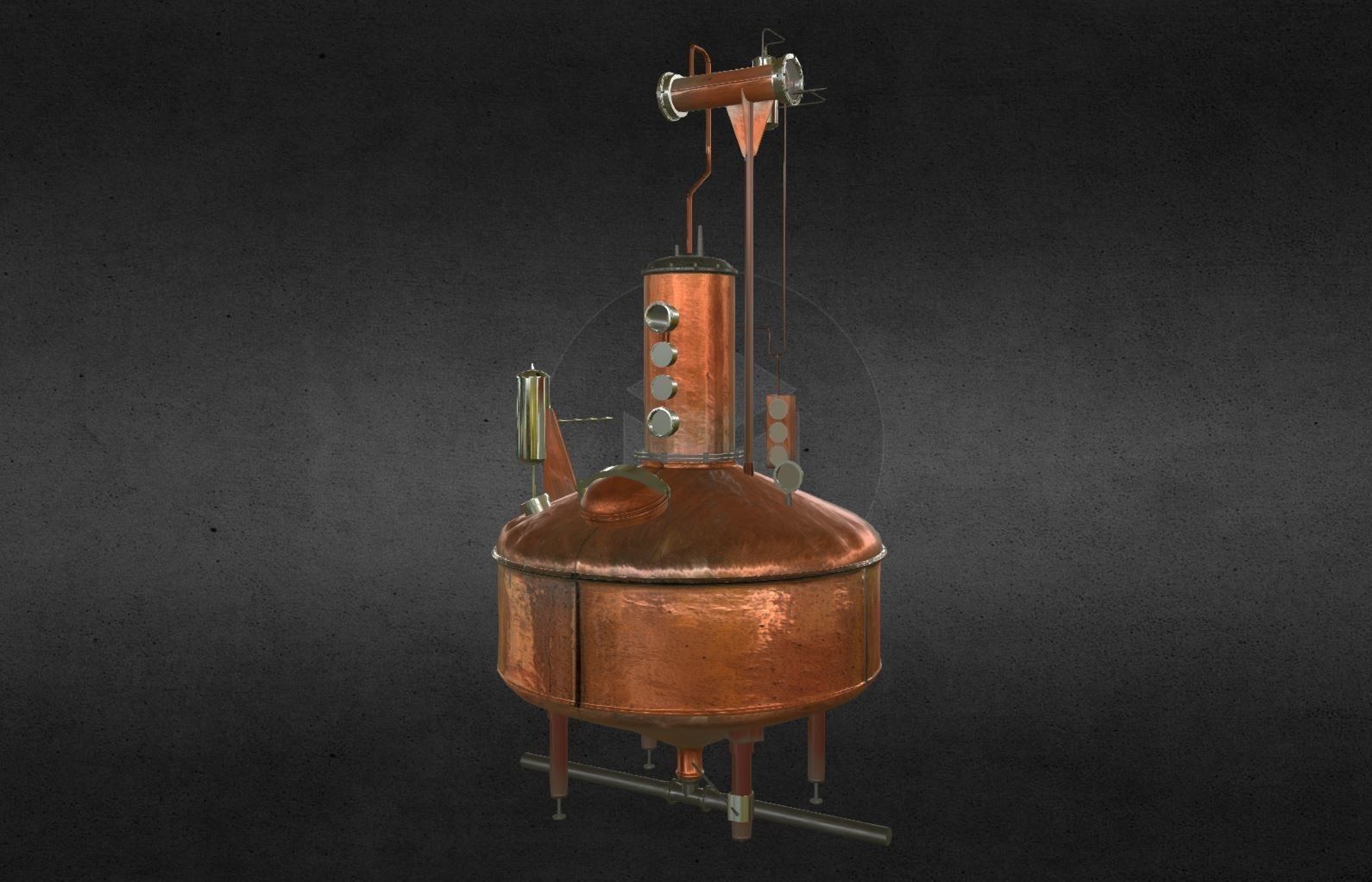 Pot Kettle Stills - Whiskey Distillery  Low-poly 3D model_2