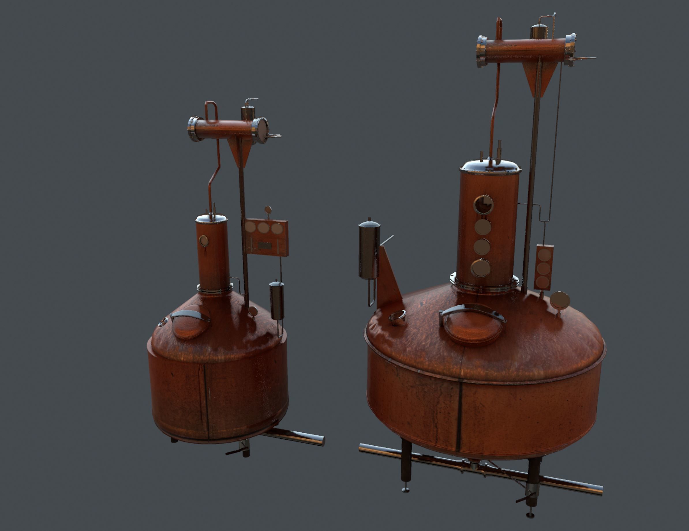 Pot Kettle Stills - Whiskey Distillery  Low-poly 3D model_4
