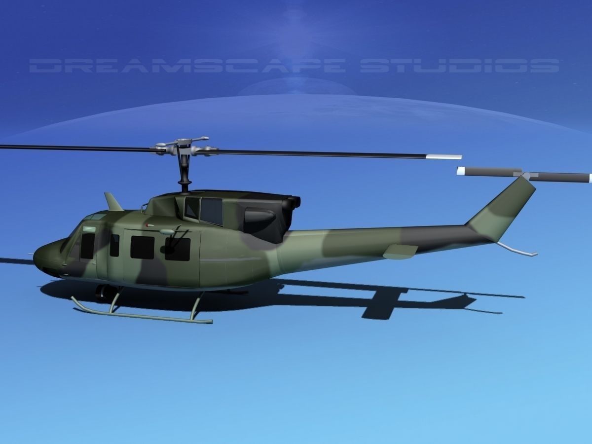 Bell UH-1N Covert Military Low-poly 3D model_7