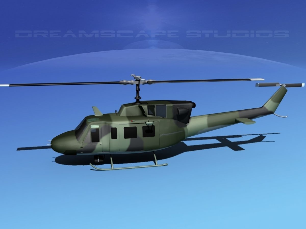 Bell UH-1N Covert Military Low-poly 3D model_8