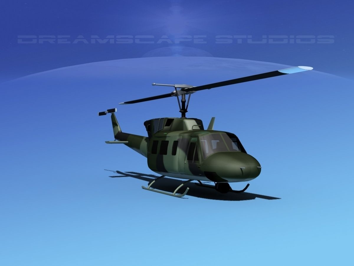 Bell UH-1N Covert Military Low-poly 3D model_2