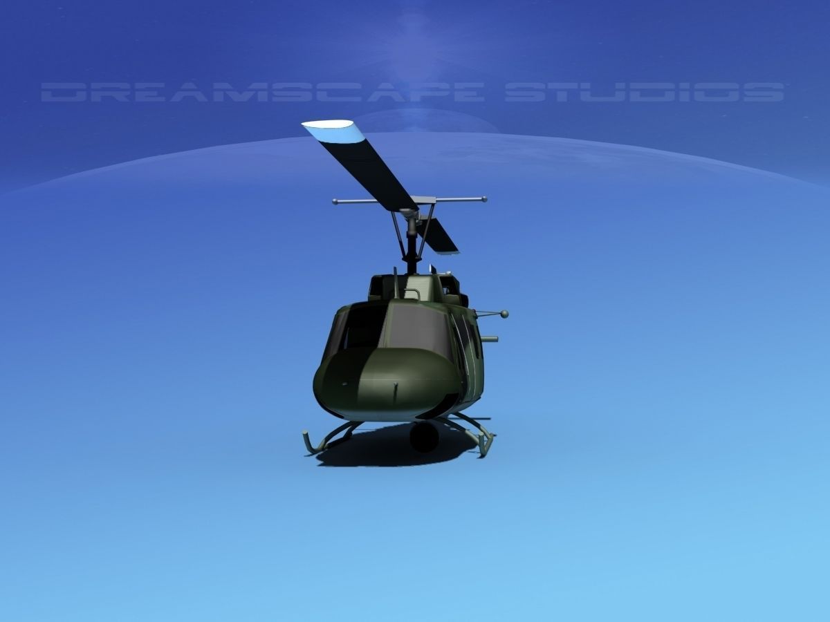 Bell UH-1N Covert Military Low-poly 3D model_1