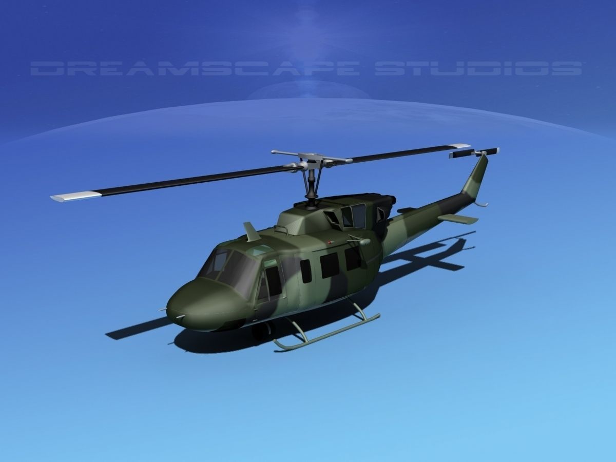Bell UH-1N Covert Military Low-poly 3D model_15
