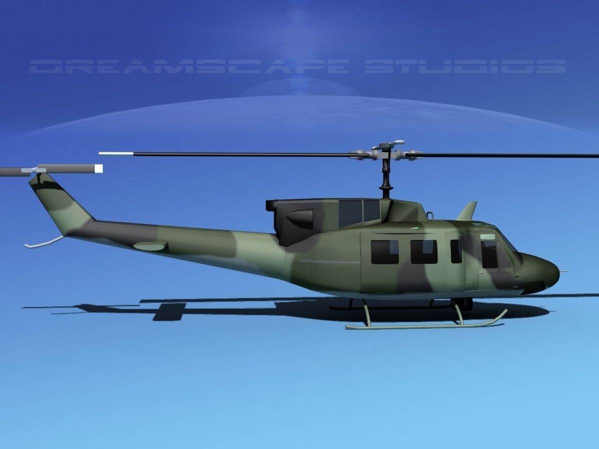 Bell UH-1N Covert Military Low-poly 3D model_4
