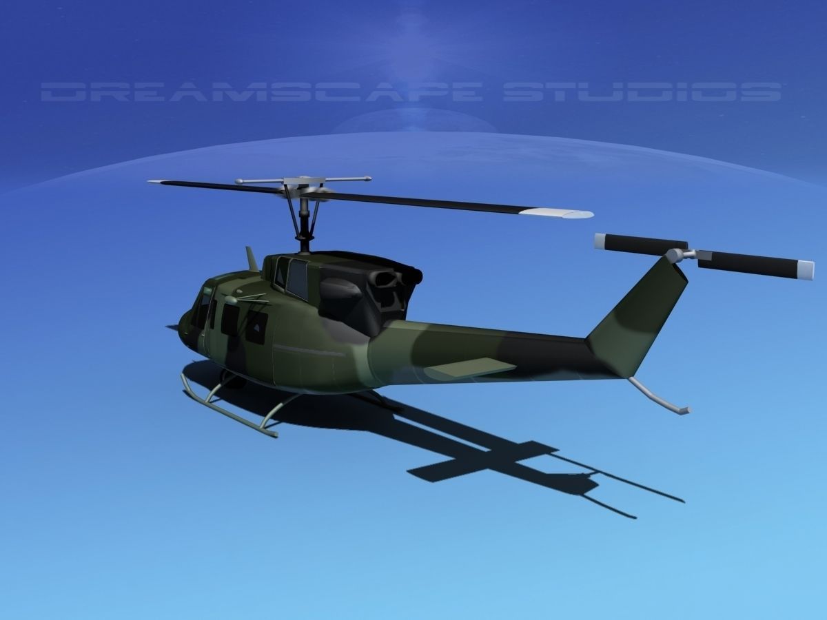 Bell UH-1N Covert Military Low-poly 3D model_6