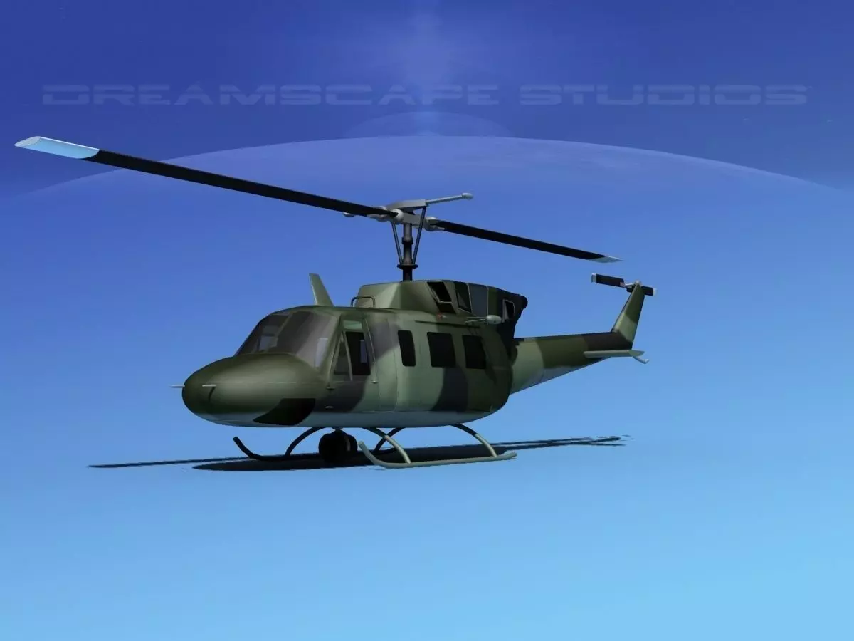 Bell UH-1N Covert Military Low-poly 3D model_0
