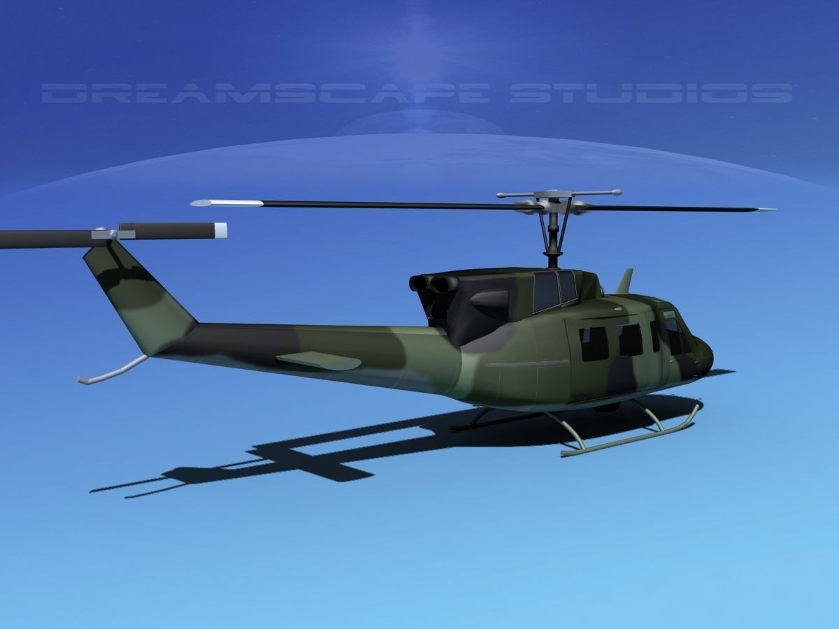 Bell UH-1N Covert Military Low-poly 3D model_14